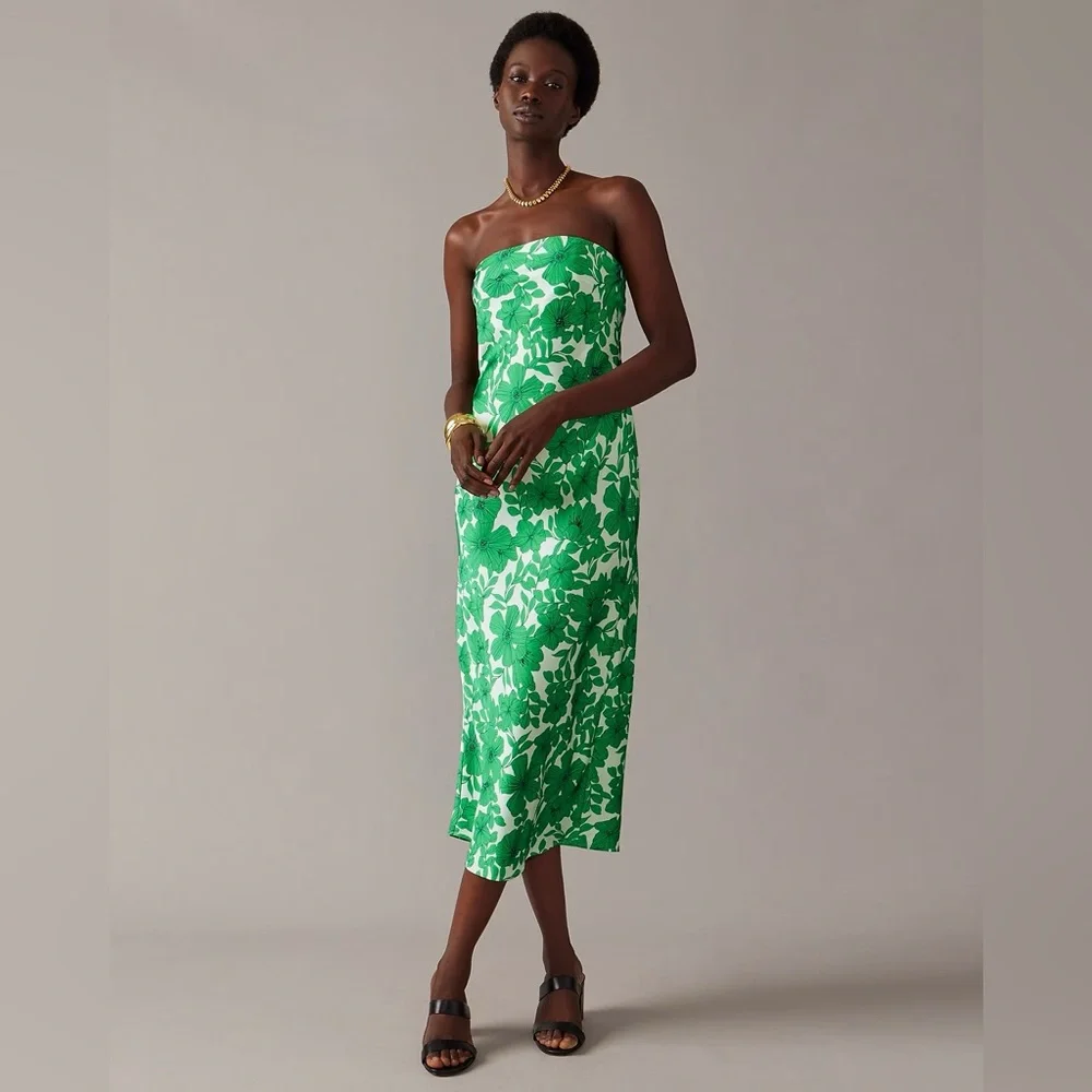J.Crew Collection strapless slip dress in greenhouse floral print BU272